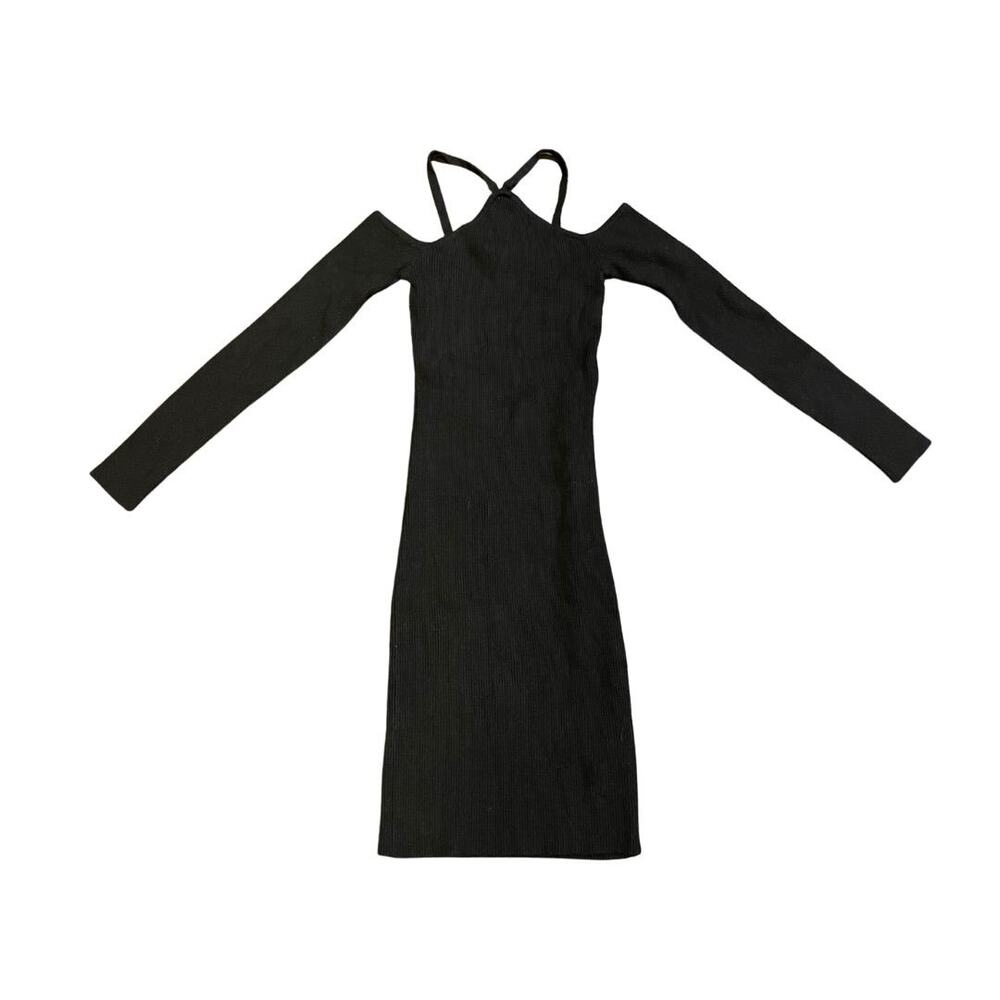 Urban Outfitters Cold Sleeve Halter Neck Ribbed Knit Dress Medium Body-con Y2K